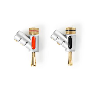 Nedis Premium banaan connector set voor luidsprekerkabel tot 7 mm - haaks / 1x rood + 1x wit