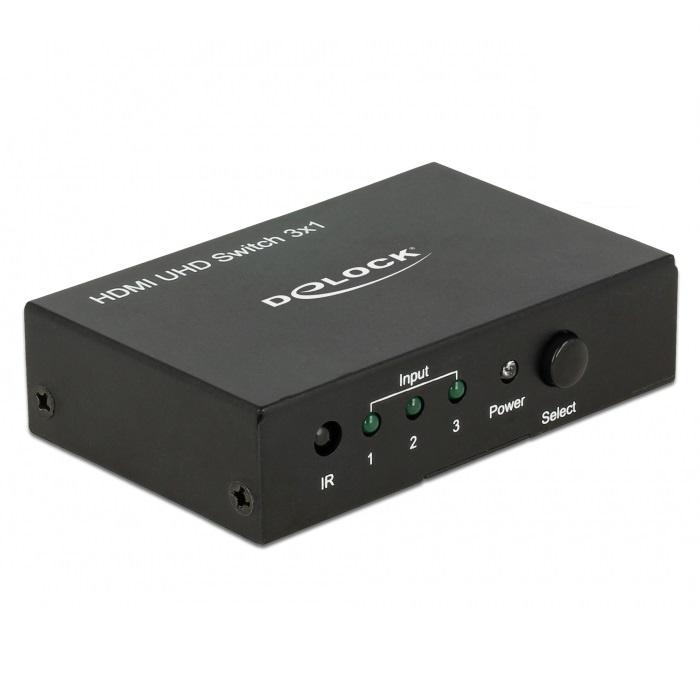 Delock 3 poorts UHD HDMI Switch met Afstandsbediening