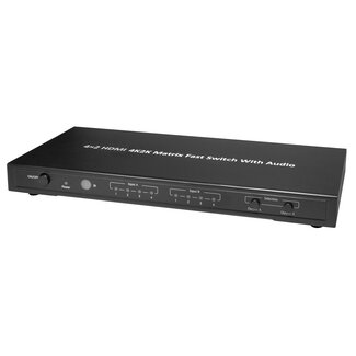 MaxTrack HDMI matrix schakelaar 4 naar 2 met extra Toslink + Coaxiaal + 3,5mm Jack uitgang - versie 1.4 (4K 30Hz)