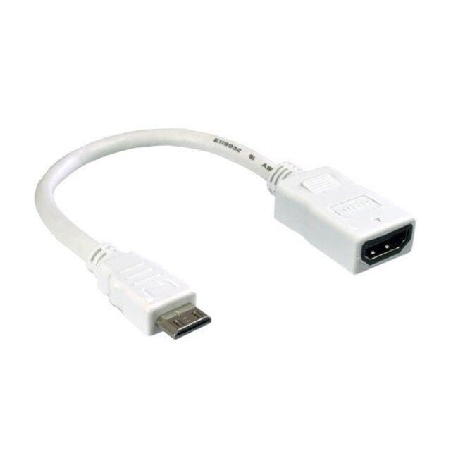 Mini HDMI - HDMI adapter - versie 1.4 (4K 30Hz) / wit - 0,20 meter