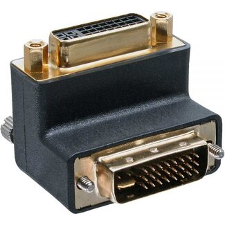 InLine DVI-I Dual Link adapter - 90° haaks naar boven - verguld / zwart