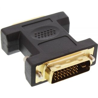 InLine DVI-D Dual Link (m) - DVI-I Dual Link (v) adapter - verguld / zwart