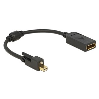 DeLOCK Mini DisplayPort (met schroef) - DisplayPort adapter - versie 1.2 (4K 60 Hz) / zwart - 0,20 meter
