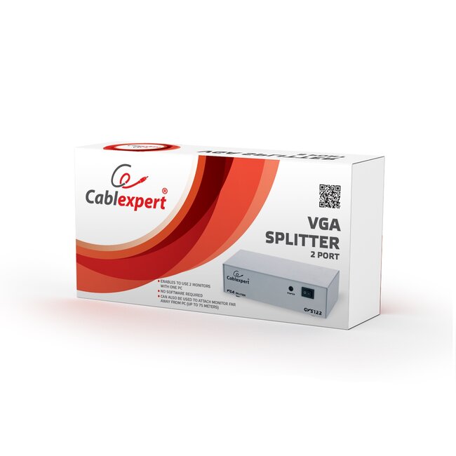 Cablexpert VGA splitter 1 naar 2 - actief met versterker / grijs