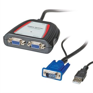Value Value VGA splitter 1 naar 2 - actief met USB voeding / zwart