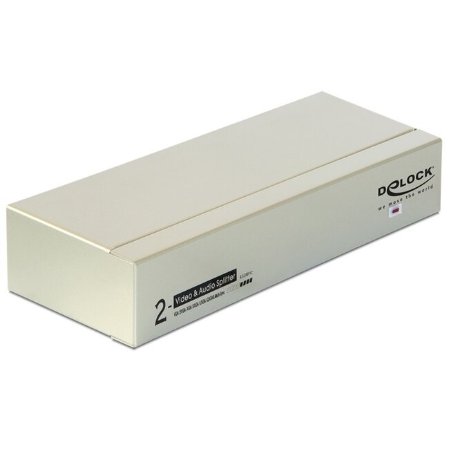 DeLOCK premium VGA splitter 1 naar 2 - actief met audio en versterker / grijs