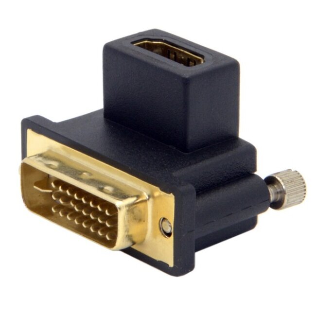 DVI-D Dual Link (m) - HDMI (v) adapter / haaks naar boven