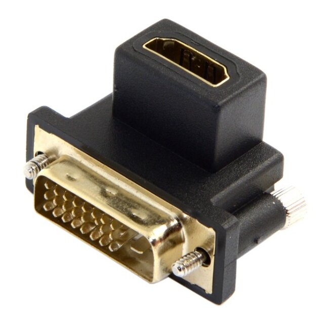 DVI-D Dual Link (m) - HDMI (v) adapter / haaks naar beneden
