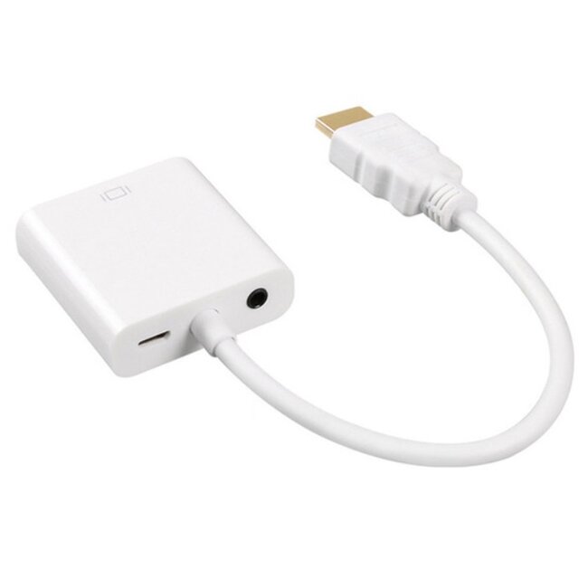 HDMI naar VGA + 3,5mm Jack & Micro USB adapter / wit - 0,20 meter
