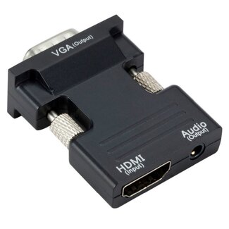 Dolphix HDMI naar VGA + 3,5mm Jack adapter - compact / zwart