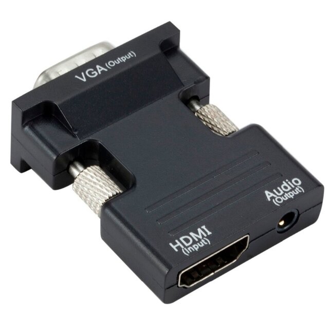 HDMI naar VGA + 3,5mm Jack adapter - compact / zwart