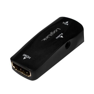 Dolphix HDMI naar VGA + 3,5mm Jack adapter met HDCP - compact / zwart