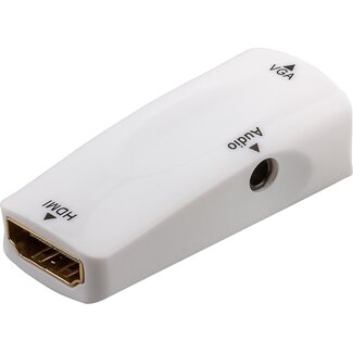 Dolphix HDMI naar VGA + 3,5mm Jack adapter met HDCP - compact / wit