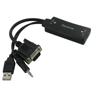 Goobay VGA + 3,5mm Jack naar HDMI adapter met HDCP / zwart - 0,15 meter