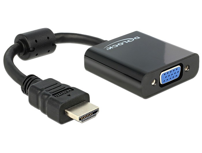 DeLOCK 65512. Lengte snoer: 0,254 m, Aansluiting 1: HDMI-A, Aansluiting 2: VGA. Aantal per verpakking: 1 stuk(s), Type verpakking: Doos