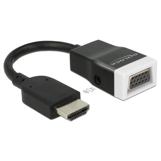 DeLOCK Premium HDMI naar VGA + 3,5mm Jack adapter - compact / zwart - 0,15 meter