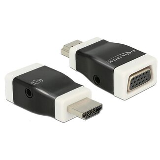 DeLOCK Premium HDMI naar VGA + 3,5mm Jack adapter - compact / zwart