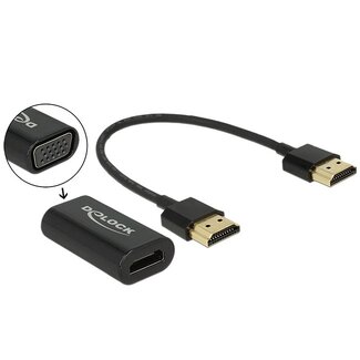 DeLOCK Premium HDMI naar VGA adapter met losse kabel / zwart - 0,15 meter