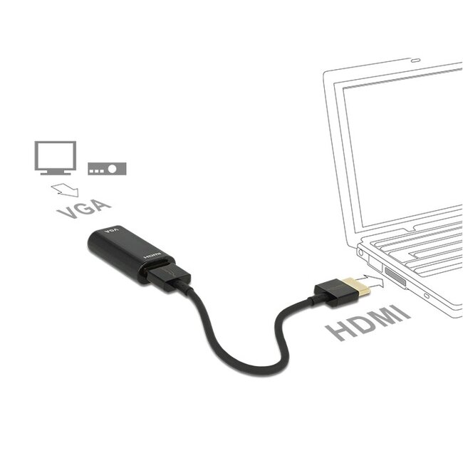 Premium HDMI naar VGA adapter met losse kabel / zwart - 0,15 meter