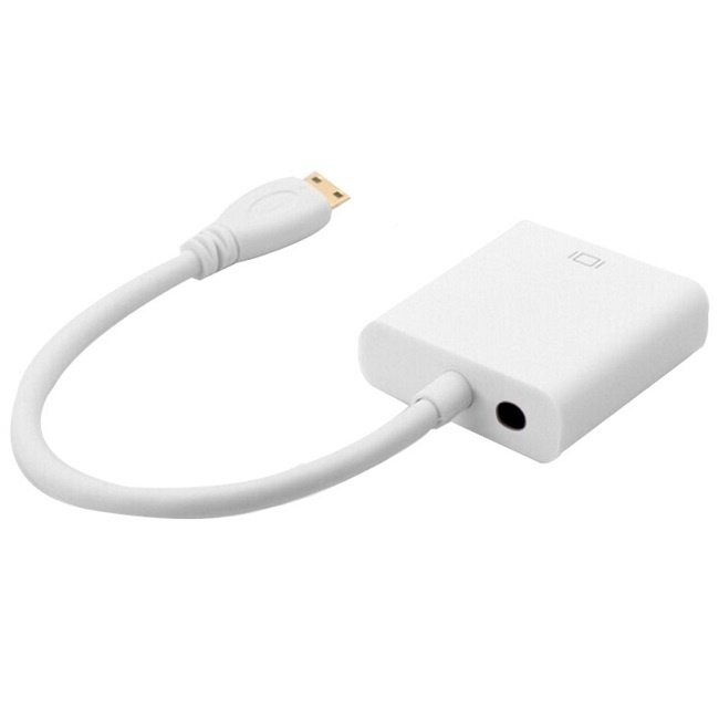 Mini HDMI naar VGA + 3,5mm Jack adapter / wit - 0,15 meter