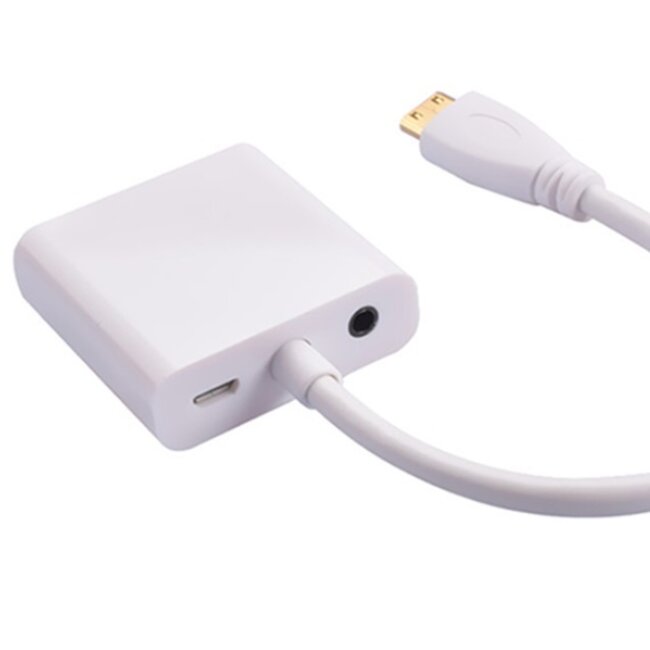 Mini HDMI naar VGA + 3,5mm Jack & Micro USB adapter / wit - 0,15 meter