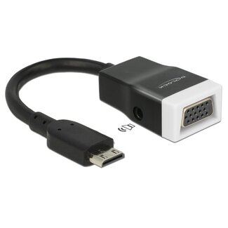 DeLOCK Premium Mini HDMI naar VGA + 3,5mm Jack adapter - compact / zwart - 0,15 meter