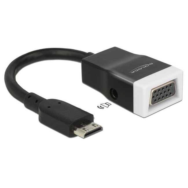 Premium Mini HDMI naar VGA + 3,5mm Jack adapter - compact / zwart - 0,15 meter