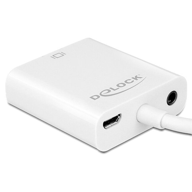 DeLOCK Micro HDMI naar VGA + 3,5mm adapter - wit - 0,15 meter