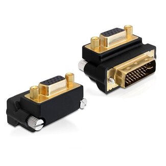 DeLOCK DVI-I (m) naar VGA (v) adapter - 90° haaks naar beneden / zwart