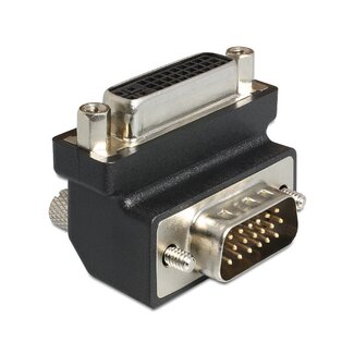 DeLOCK DVI-I (v) naar VGA (m) adapter - 90° haaks naar beneden / zwart