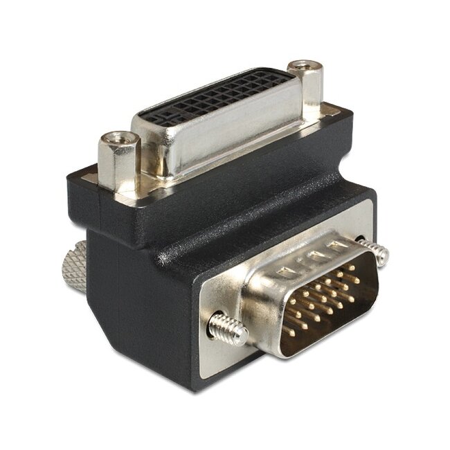 DVI-I (v) naar VGA (m) adapter - 90° haaks naar beneden / zwart