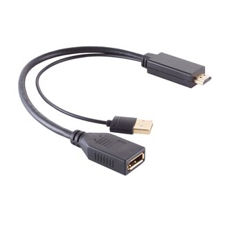 Value HDMI (m) naar DisplayPort (v) actieve adapter - HDMI 1.4 / DP 1.2 (4K 30Hz) - voeding via USB-A (m) / zwart - 0,30 meter