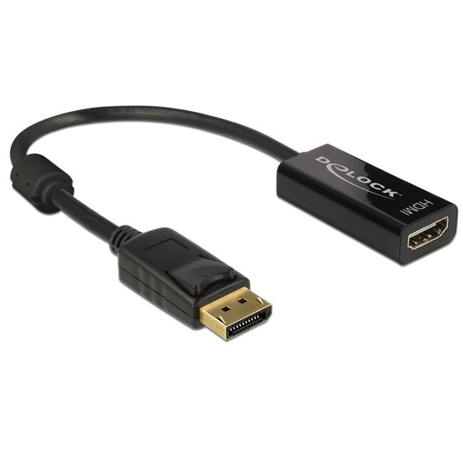 DeLOCK premium DisplayPort naar HDMI adapter - DP 1.2 / HDMI 1.4 (4K 30Hz) / zwart - 0,20 meter