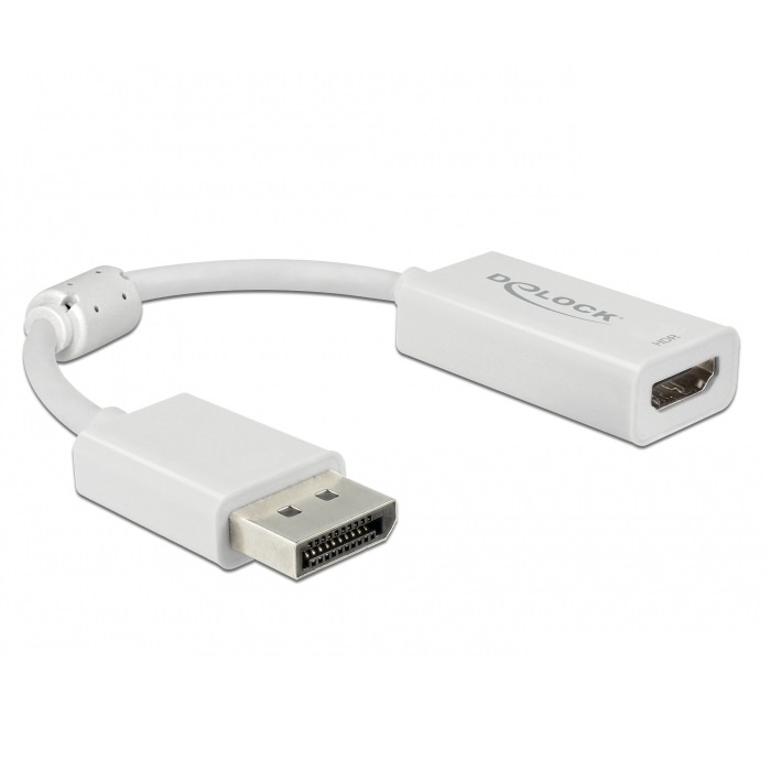 DeLOCK Premium DisplayPort 1.4 naar HDMI 2.0 adapter (4K 60 Hz + HDR) / wit - 0,20 meter