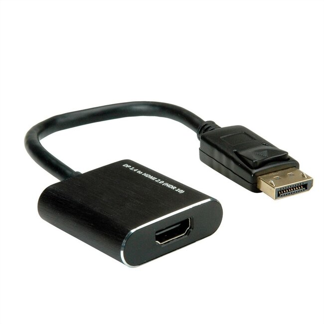 Premium DisplayPort 1.4 naar HDMI 2.0 actieve adapter (4K 60 Hz + HDR) / zwart - 0,15 meter