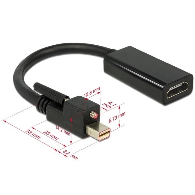 Premium Mini DisplayPort 1.2 naar HDMI 1.4 actieve adapter (4K 30 Hz) / zwart - 0,20 meter