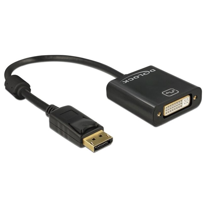 DeLOCK premium DisplayPort naar DVI adapter - DP1.2 (1920 x 1200) / zwart - 0,20 meter