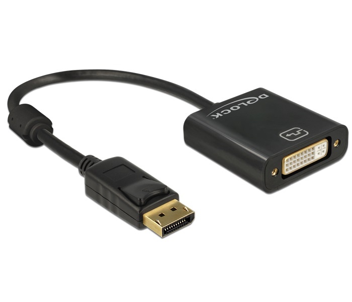 DeLOCK Premium DisplayPort 1.2 naar DVI adapter (4K 30 Hz) / zwart - 0,20 meter