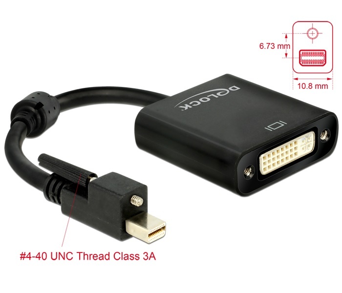 DeLOCK 62639 video kabel adapter 0,25 m Mini DisplayPort DVI-I Zwart