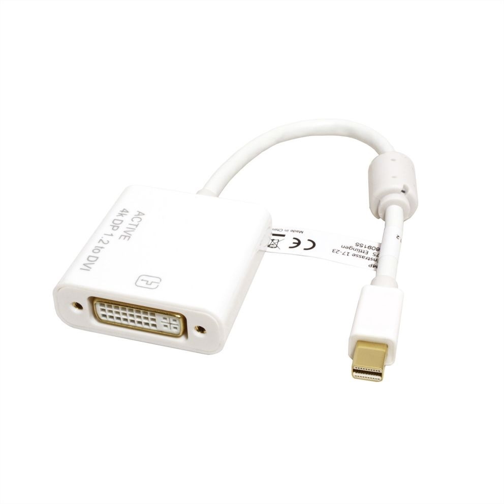 Roline Premium Mini DisplayPort 1.2 naar DVI actieve adapter (4K 30 Hz) / UL - 0,15 meter