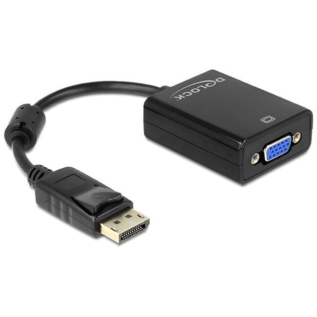 DeLOCK premium DisplayPort naar VGA adapter - DP1.2 (1920 x 1200) / zwart - 0,10 meter