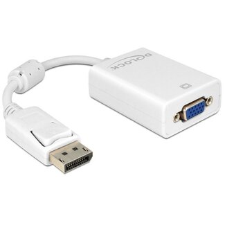 DeLOCK DeLOCK premium DisplayPort naar VGA adapter - DP1.2 (1920 x 1200) / wit - 0,10 meter