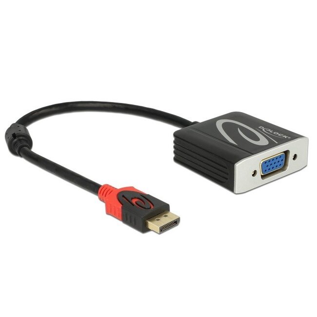 DeLOCK premium DisplayPort naar VGA adapter - DP1.2 (2560 x 1600) / zwart - 0,20 meter