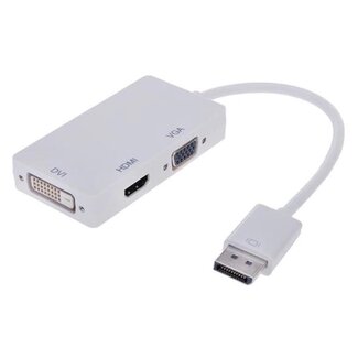 Dolphix DisplayPort 1.1 naar HDMI, DVI en VGA adapter / wit - 0,15 meter