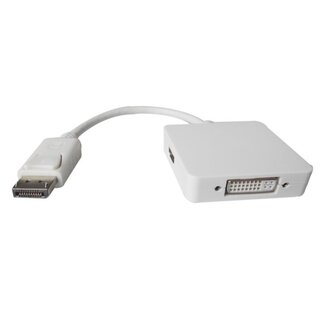 Coretek DisplayPort 1.1 naar HDMI, DVI en DisplayPort adapter / wit - 0,20 meter