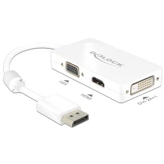 DeLOCK Premium DisplayPort 1.1a naar HDMI, DVI en VGA adapter / wit - 0,15 meter