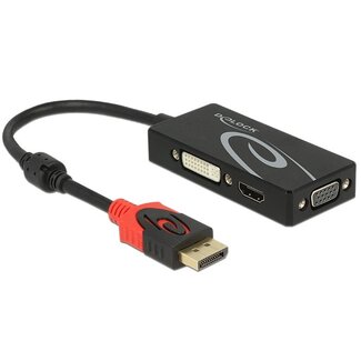 DeLOCK Premium DisplayPort 1.2 naar HDMI, DVI en VGA adapter / zwart - 0,15 meter