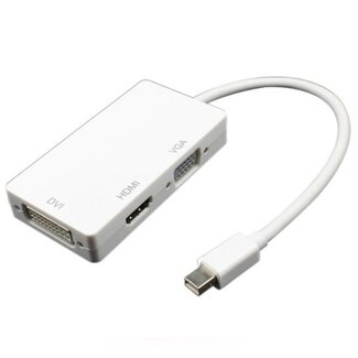 Dolphix Mini DisplayPort 1.1 naar HDMI, DVI en VGA adapter / wit - 0,20 meter