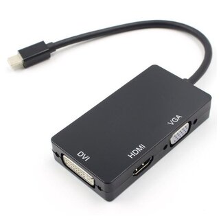 Dolphix Mini DisplayPort 1.1 naar HDMI, DVI en VGA adapter / zwart - 0,20 meter