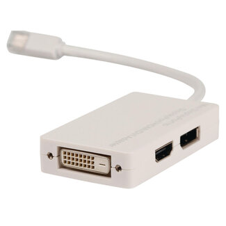 Nedis Mini DisplayPort 1.1 naar HDMI, DVI en DisplayPort adapter / wit - 0,20 meter